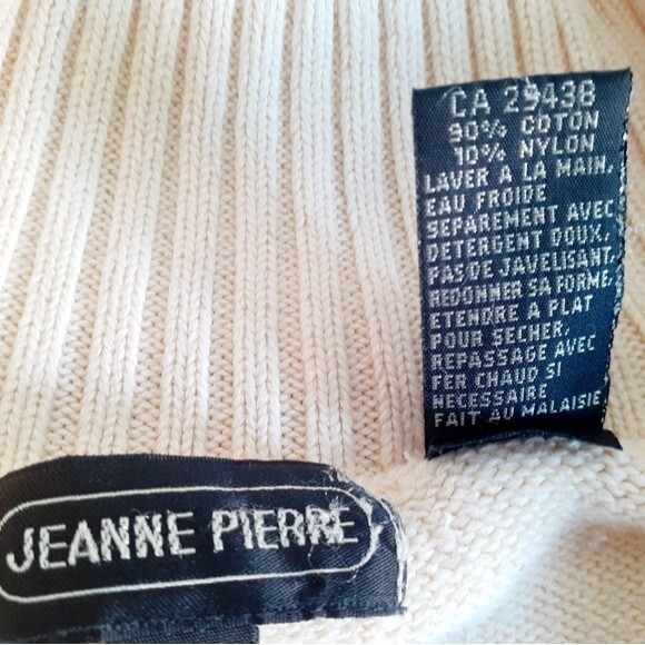 Jeanne Pierre Big Button Mock Neck Ribbed Cotton Blend Yellow Sweater  Large - Picture 11 of 12